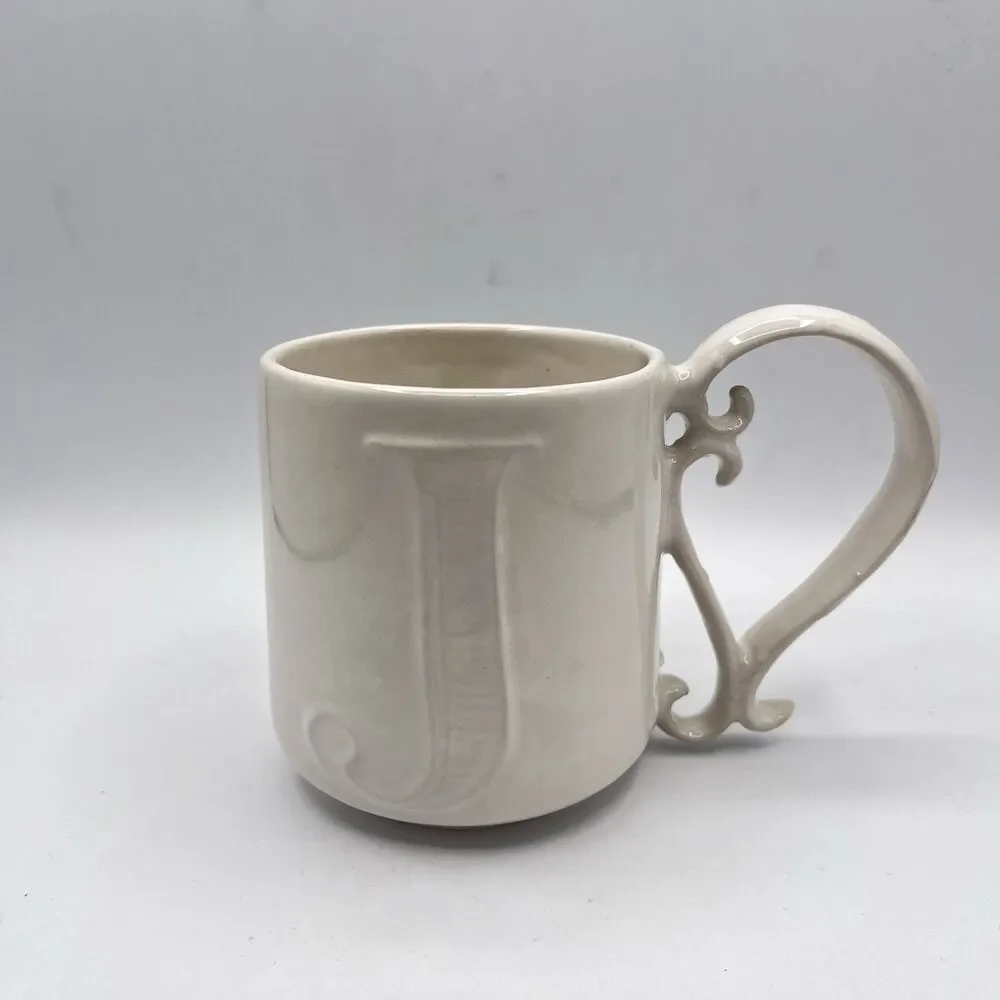 Pottery Barn A-Z Alphabet Mug Embossed Texture 